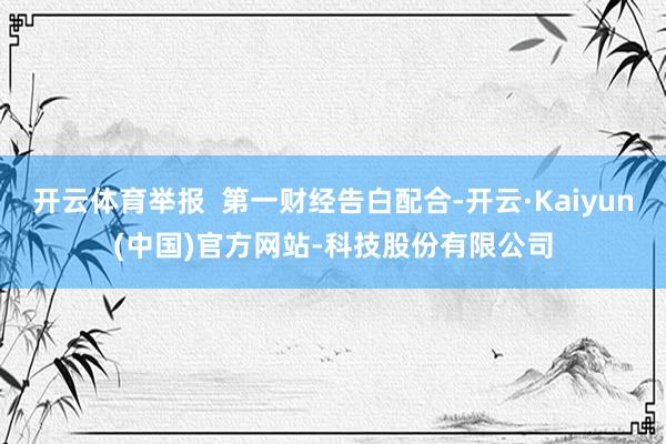开云体育举报  第一财经告白配合-开云·Kaiyun(中国)官方网站-科技股份有限公司
