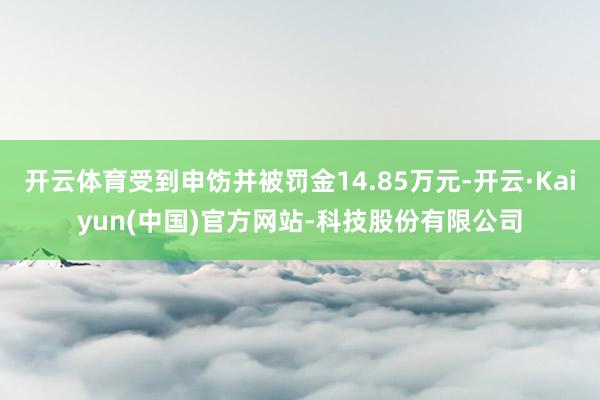 开云体育受到申饬并被罚金14.85万元-开云·Kaiyun(中国)官方网站-科技股份有限公司