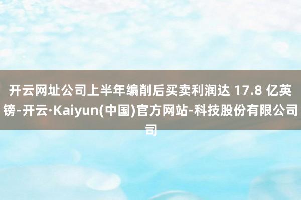 开云网址　　公司上半年编削后买卖利润达 17.8 亿英镑-开云·Kaiyun(中国)官方网站-科技股份有限公司